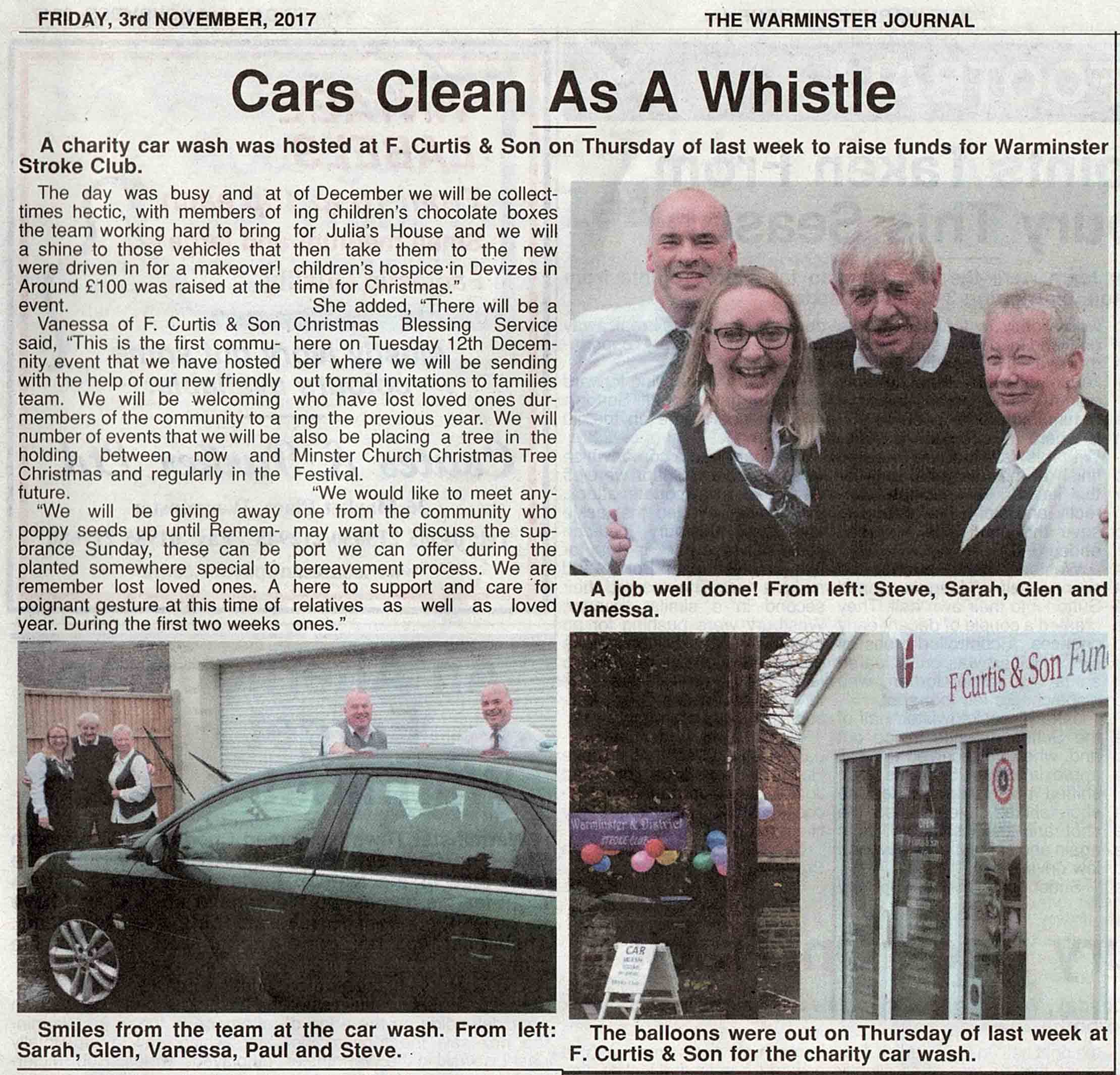 Funeral staff swap their services for sponges F Curtis & Son Funeral Directors