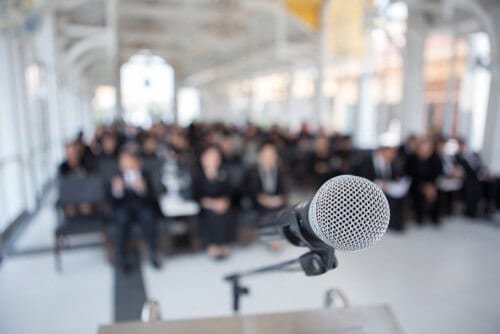 Microphone at podium 