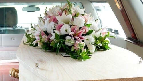 Coffin in hearse 