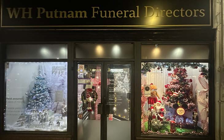 Christmas window - WH Putnam Funeral Directors